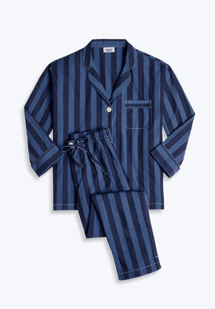 Marina Pajama Set in Blue Cabana Stripe